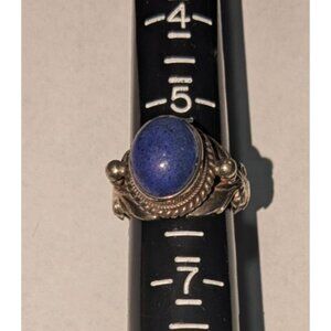 Sterling Silver Ring Blue Lapis Stone Size 6 Vintage Design